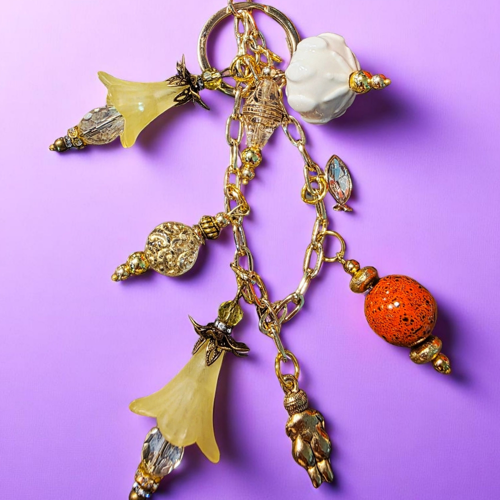 SALE!! Gold and Orange Handbag Charm/Keychain